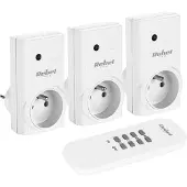 Rebel URZ1226 Prises télécommandées (lot de 3) avec télécommande, blanc