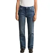 Gant pour femme. 4100304 Jean élastique à jambe droite bleu (29/32), Casuel, Coton, Denim