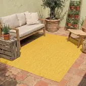 NATURL. Tapis d'extérieur - Costa Jaune Ocre | 120x170 cm | Rectangulaire | Tissage plat