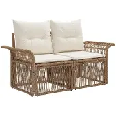 vidaXL Canapé de jardin 2 places, beige, en polyrotin