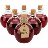 Relaxdays Lot de 6 flacons en verre, Bocal de conservation, Marron, Transparent