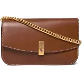 Ralph Lauren pour femme. 427P04993001 Sac portefeuille Polo ID en cuir avec chaîne marron (OSFA), Casuel