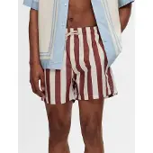 Selected Shorts de bain marron / blanc