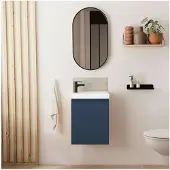 MOB-IN Meuble lave-mains LISA + robinet noir + miroir ovale
