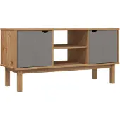 vidaXL Armoire TV OTTA brun&gris 113,5x43x57 cm Pin massif