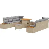 vidaXL Ensemble de canapés de jardin avec coussins, 11 pièces, beige et gris clair
