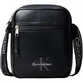 Calvin Klein Sac à bandoulière 'Monologo Webbing Strap' gris / noir / blanc