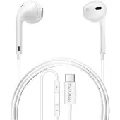 Avizar Mayaxess, écouteurs intra-auriculaires USB-C avec micro pour Galaxy S25 FE, blanc