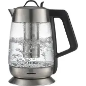 Heinner HEK-TF18GX bouilloire à filtre, 1,8 l, 5 niveaux de température, éclairage coloré,tactile, élément en acier inoxydable, arrêt automatique, acier inoxydable/verre