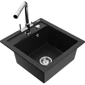 Mexen Vito granit 1 bac avec mélangeur Duero, noir (6503-77-671600-00)