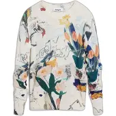 Desigual Pull-over marine / jaune / orange / blanc