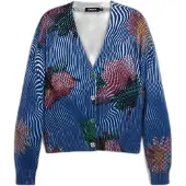 Desigual Cardigan bleu marine / vert foncé / rose foncé