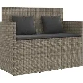 vidaXL Banc de jardin avec coussins Gris Poly Rattan