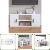 The Living Store Armoire TV Blanc 100x35x40 cm Bois composite