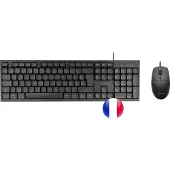 Tacens Anima ACP02FR, câble, USB, clavier à membrane, AZERTY, noir, souris incluse