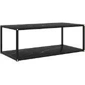 The Living Store Table basse noire 100x50x35 cm verre trempé