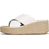 Original Brands FITFLOP Espadrilles à talons compensés en cuir à lanières croisées WEISS 41