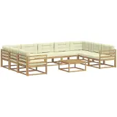vidaXL Ensemble de salon de jardin 10 pièces, blanc et crème