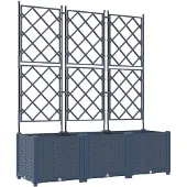 vidaXL Jardin - Jardinière, lot de 3, gris, 120 x 40 x 143 cm, plastique