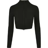 Urban Classics Ladies Cropped Rib Knit Zip Cardigan black - XS