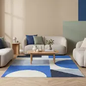 FRAAI Tapis géométrique – Swing Shapes Bleu | 120x170cm | Rectangulaire | Tissage plat