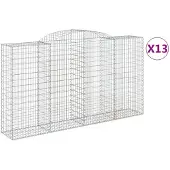 vidaXL Gabions avec arc surélevé 13 pcs 300x50x160/180cm Fer galvanisé