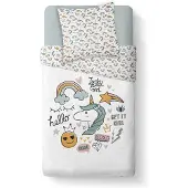 TODAY Linge de lit pour bébé KOOL, 140 x 200 cm, gris avec licorne