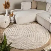 FRAAI Tapis rond scandinave - Lova Arches Beige | Ø 100cm | Rond | Pile haute