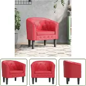 The Living Store Fauteuil club en simili cuir rouge
