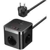 Baseus Chargeur mural PowerCombo Cube, 4000 W, 2x USB-A, 2x USB-C, 3x prise UE