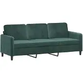 vidaXL Canapé 3 places vert foncé 180 cm velours