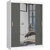 Akord Armoire Coulissante Blanc/Gris Graphite 150X60X200