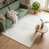 FRAAI Tapis scandinave - Charm Curves Blanc | 80x150 cm | Rectangulaire | Pile courte