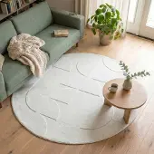 FRAAI Tapis scandinave rond - Charm Circles Blanc | Ø 160 cm | Rond | Pile courte