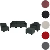 Mendler Modular Sofa-System Ensemble de canapés Lyon 3-1-1-1, similicuir gris foncé