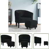 The Living Store Fauteuil club avec repose-pieds Noir velours