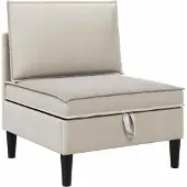 vidaXL Canapé deux places avec rangement , velours couleur avoine