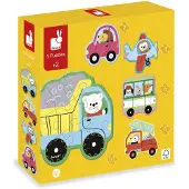 Janod 5 puzzles évolutifs sur le thème des véhicules