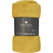 Atmosphera Plaid en flanelle ocre - 130 x 180 cm