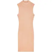 Armani Exchange pour femme. XW001875AF11957M4014 Robe midi à col montant nude (XS), Casuel, Fête, Viscose, Sans manches / bretelles