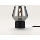LUSENZ - Lampe de table Aureta verre fumé pied métal noir IP20 E27