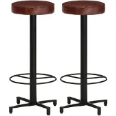 Syfax Tabourets de bar lot de 2 76 cm cuir véritable