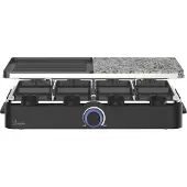 B-Kitchen bikitchen grill 950 Gril à raclette pour 8 personnes avec pierre & plaque en fonte réversible