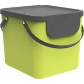 Rotho Système de tri des déchets 40L Albula - Poubelle 40,0 x 35,8 x 34,0 cm - Poubelle plastique avec poignées - Poubelle avec couvercle et autocollants