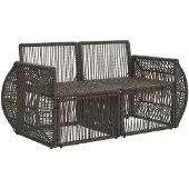 vidaXL Canapé de jardin 2 places, gris, en polyrotin