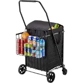 Vevor Chariot de courses pliable avec 2 paniers