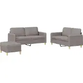 vidaXL Ensemble de canapés 3 pièces avec coussins Tissu Taupe