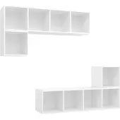 vidaXL Ensemble de 4 meubles TV blanc en bois composite