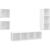 vidaXL Ensemble de 4 armoires TV blanc en bois composite