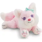 Nici Peluche renard rose, 18 cm, en position couchée